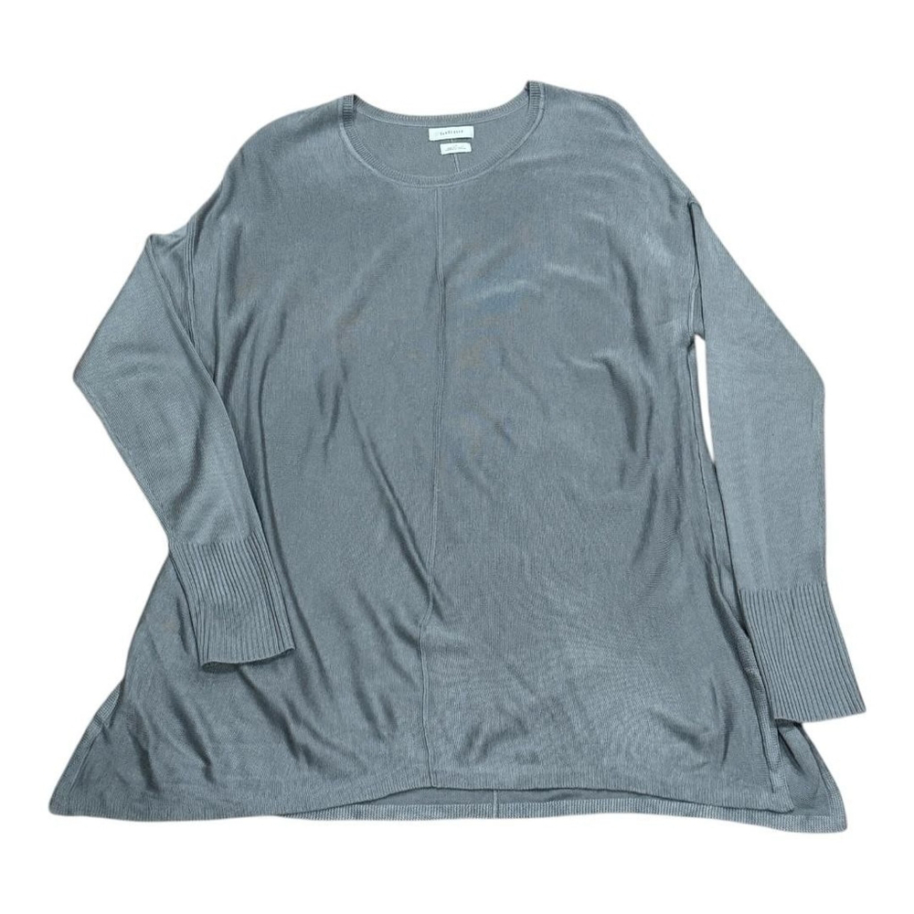 Van Heusen Sweater Womens Large Gray Tunic Pullover Ribbed Cuffs Long Sleeve